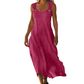 Robe longue femme sans manches à col V avec bretelles à anneaux