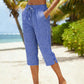Pantalon capri à carreaux d'été pour femme