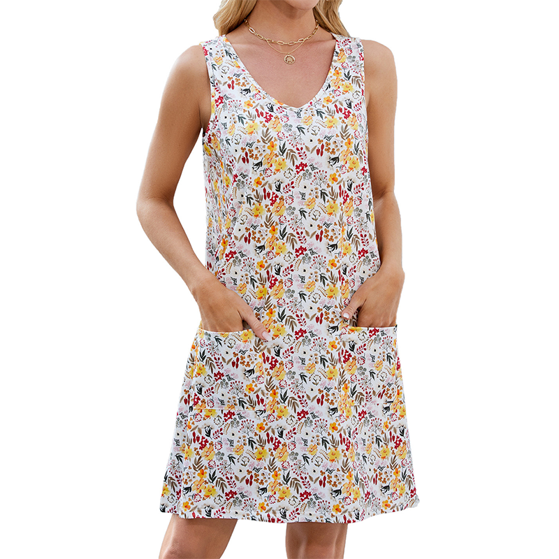 Robe femme décontractée imprimée sans manches