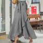 Jupe longue femme taille haute asymétrique à volants
