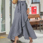 Jupe longue femme taille haute asymétrique à volants