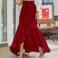 Jupe longue femme taille haute asymétrique à volants