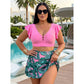 Maillot de bain deux pièces à jupe imprimé tropical pour femme
