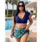 Maillot de bain deux pièces à jupe imprimé tropical pour femme