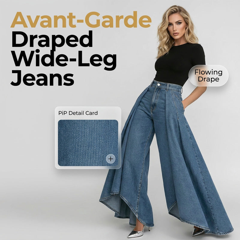 👖 Jean femme taille haute à jambes larges et ourlet asymétrique – look moderne, flatteur et facile à assortir