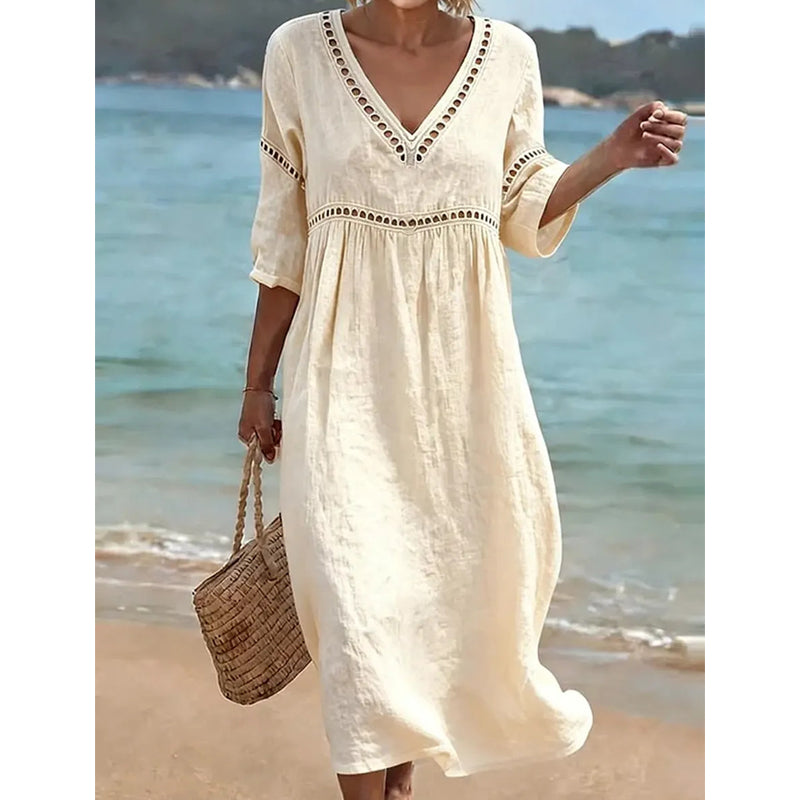 Robe élégante et décontractée à col en V