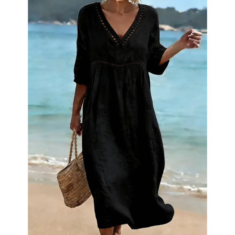 Robe élégante et décontractée à col en V