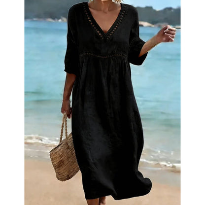 Robe élégante et décontractée à col en V