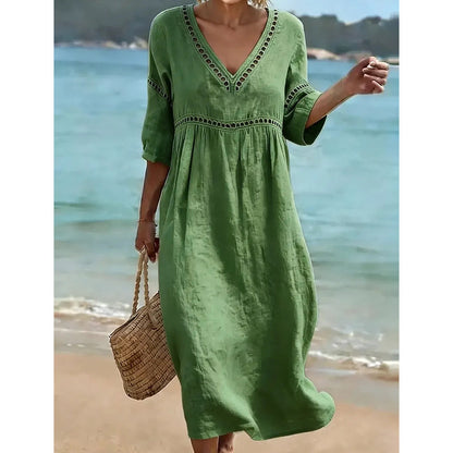 Robe élégante et décontractée à col en V
