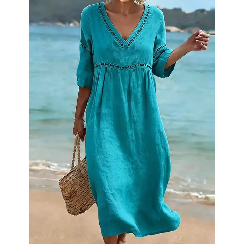 Robe élégante et décontractée à col en V