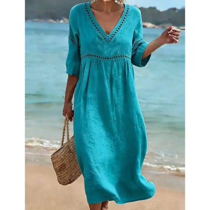 Robe élégante et décontractée à col en V