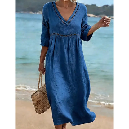 Robe élégante et décontractée à col en V