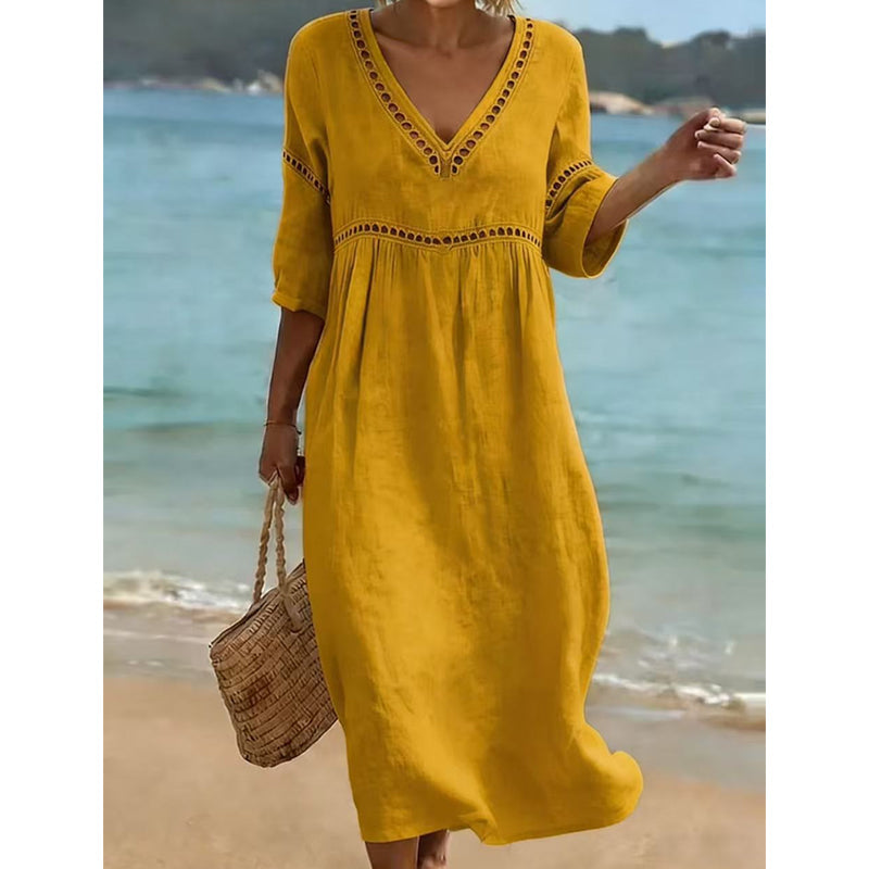 Robe élégante et décontractée à col en V