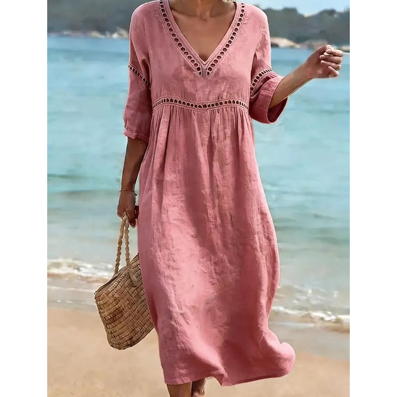 Robe élégante et décontractée à col en V