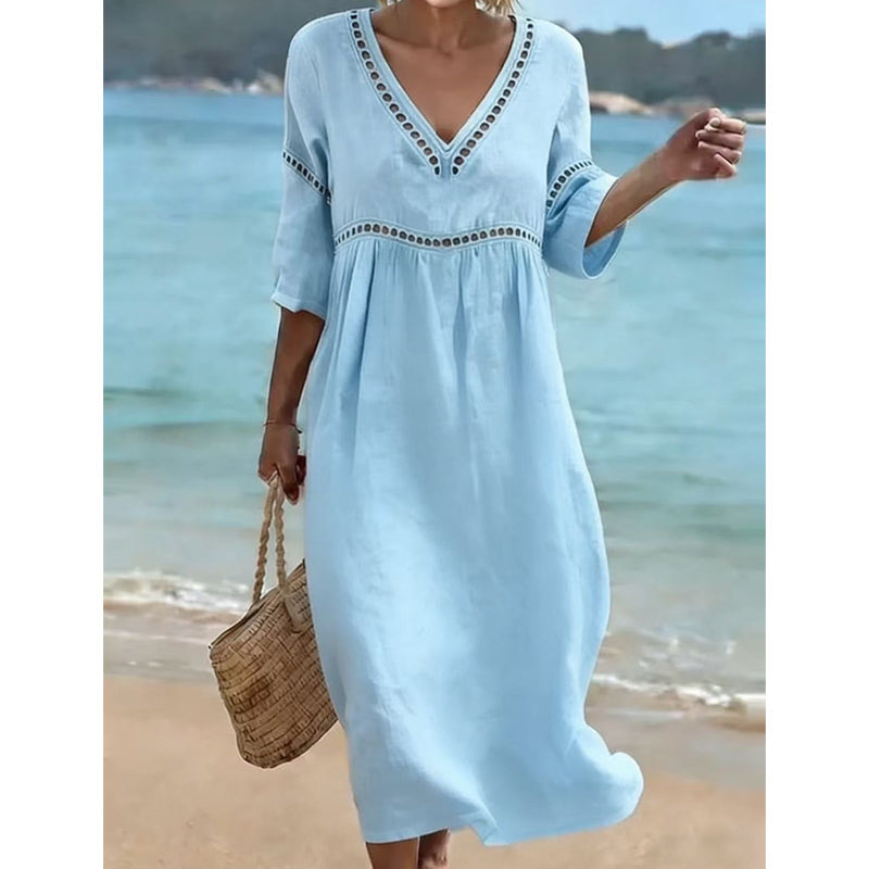 Robe élégante et décontractée à col en V