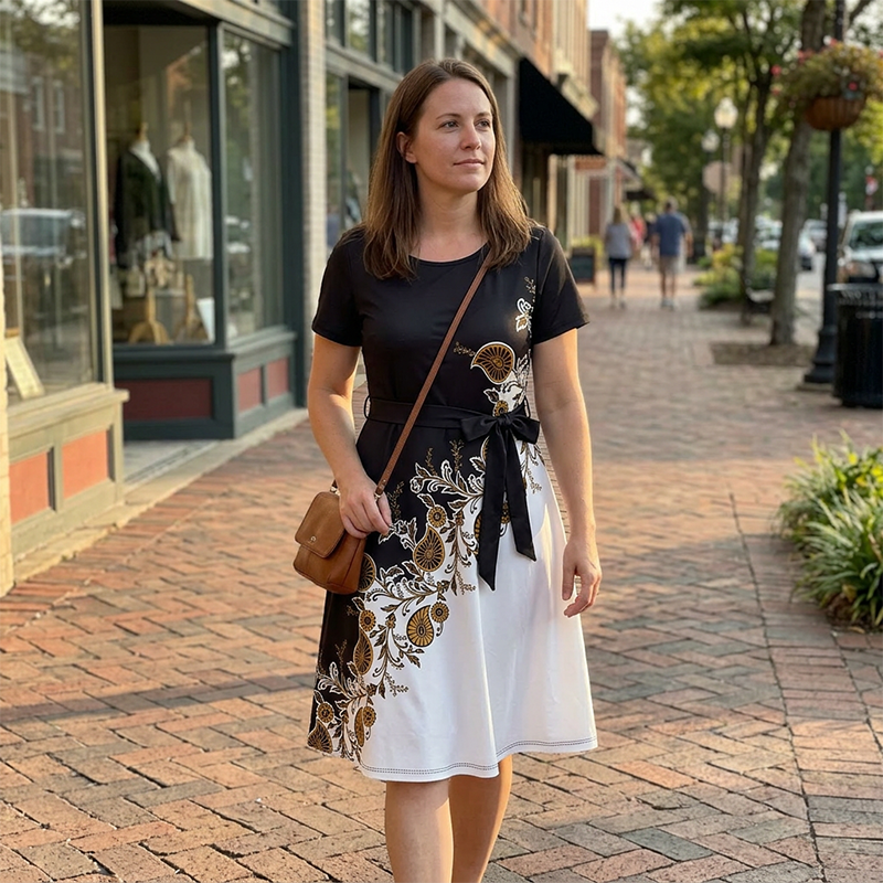 Robe trapèze femme à imprimé floral