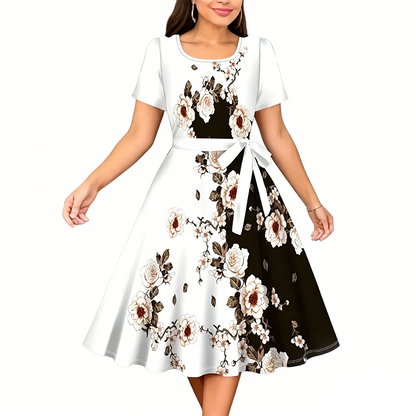 Robe trapèze femme à imprimé floral