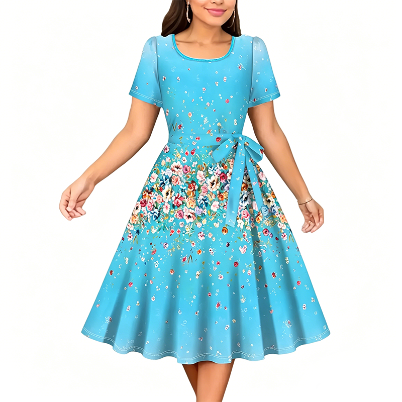 Robe trapèze femme à imprimé floral