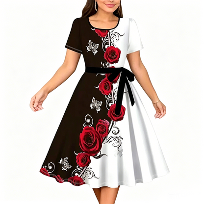 Robe trapèze femme à imprimé floral