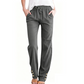 Pantalon ample à jambes larges en coton et lin pour femme, avec cordon de serrage