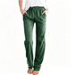 Pantalon ample à jambes larges en coton et lin pour femme, avec cordon de serrage