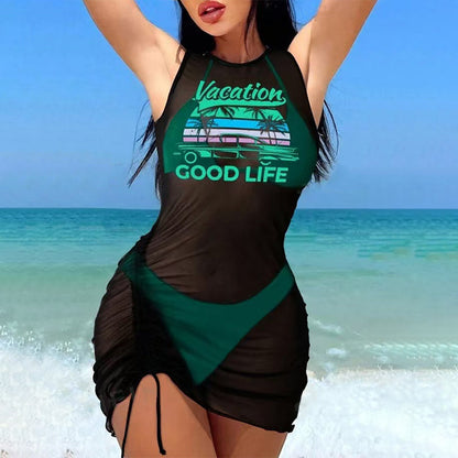 ☀️Ensemble bikini 3 pièces avec paréo imprimé👙Style d'été, confort et confiance en soi – tout en un !🌴
