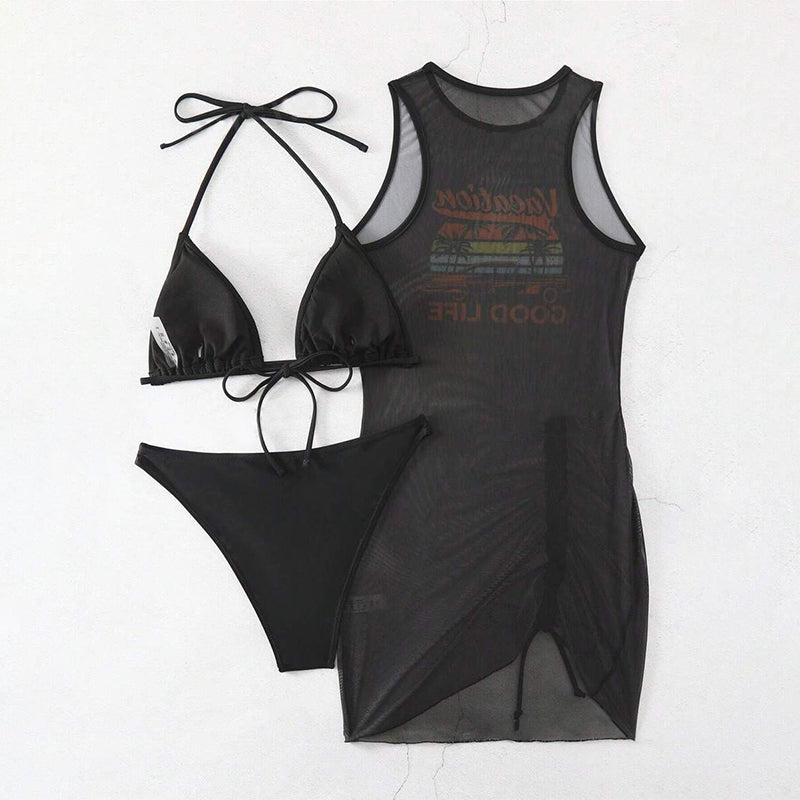 ☀️Ensemble bikini 3 pièces avec paréo imprimé👙Style d'été, confort et confiance en soi – tout en un !🌴