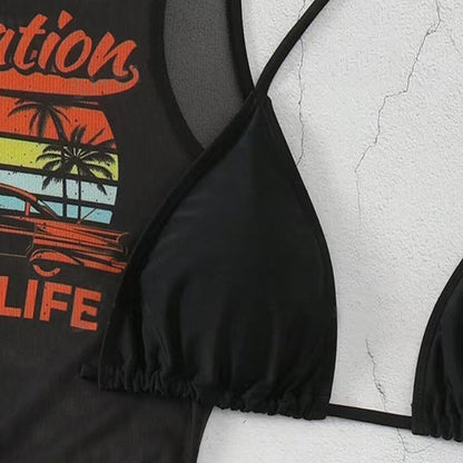 ☀️Ensemble bikini 3 pièces avec paréo imprimé👙Style d'été, confort et confiance en soi – tout en un !🌴