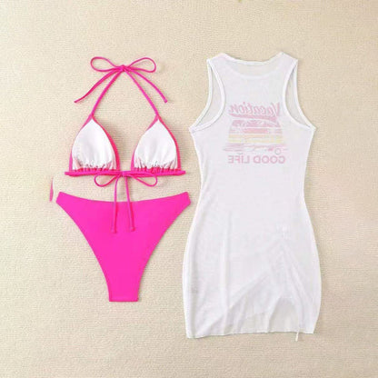 ☀️Ensemble bikini 3 pièces avec paréo imprimé👙Style d'été, confort et confiance en soi – tout en un !🌴