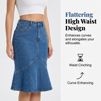 ☀️ Le best-seller de l'été 2026 est arrivé ! Jupe midi évasée en jean style sirène