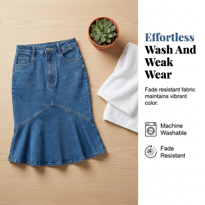 ☀️ Le best-seller de l'été 2026 est arrivé ! Jupe midi évasée en jean style sirène
