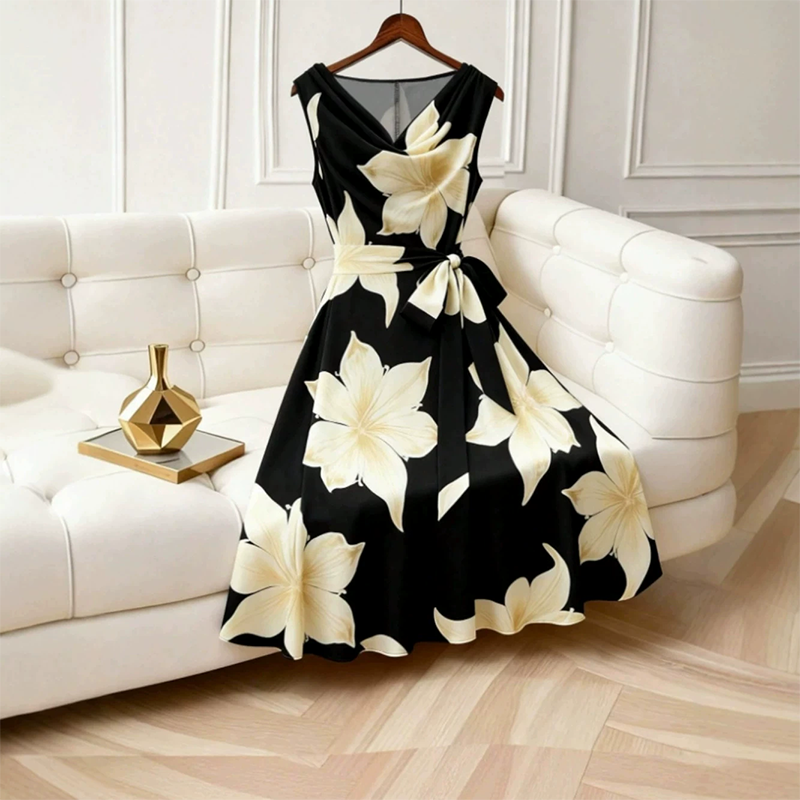👗 50% DE RÉDUCTION 🌸 Robe sans manches à imprimé floral pour femme – Fluide, légère & coupe évasée – Parfaite pour l’été, la plage ou les journées décontractées – romantique et facile à porter ☀️