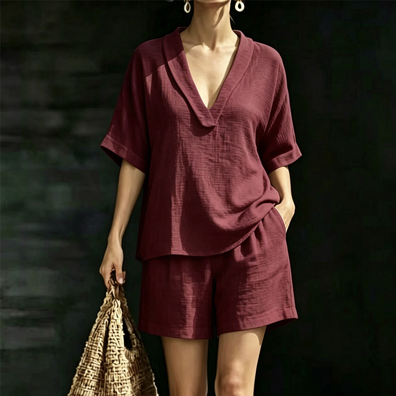 💞 Plus de 100.000 vendus ! Le hit de l'été 2026 – -50% pour durée limitée  Ensemble 2 pièces pour femme : haut à col en V et short