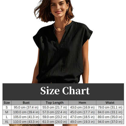 ❌ Encore aujourd'hui au prix promo – demain plein tarif ! Ensemble décontracté pour femme comprenant un haut à col en V et un short