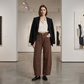 Pantalon taille haute à jambes larges pour femme