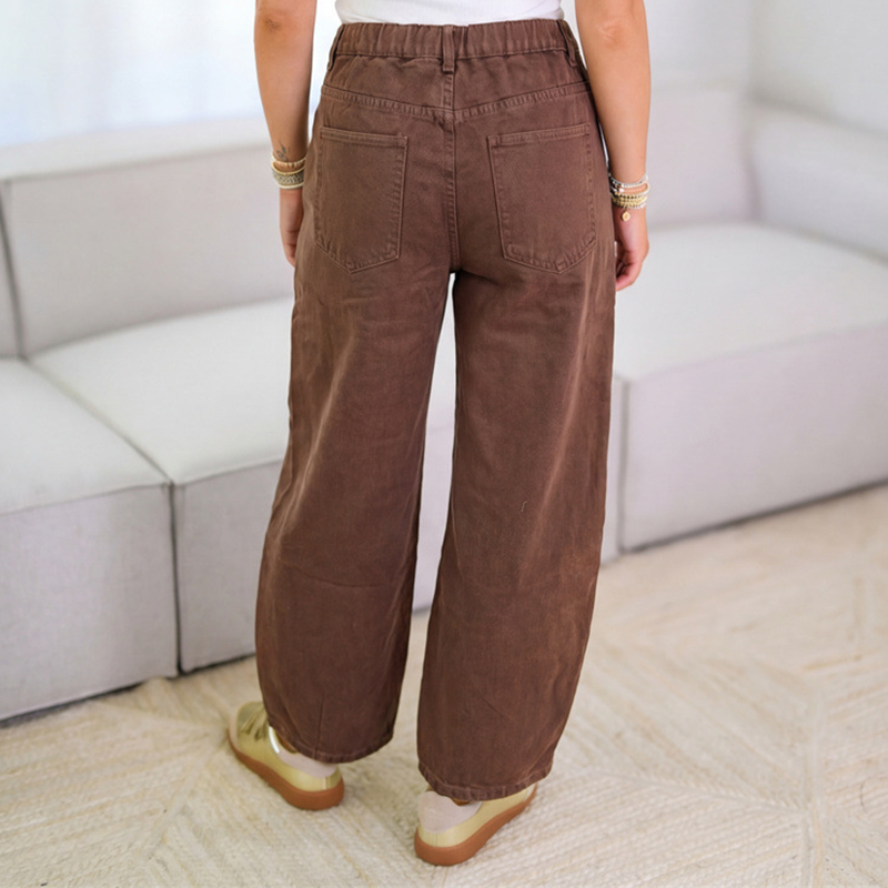 Pantalon taille haute à jambes larges pour femme