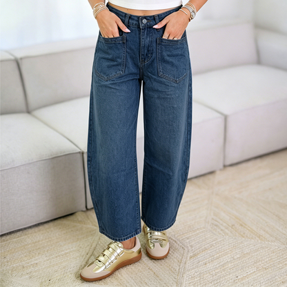 Pantalon taille haute à jambes larges pour femme
