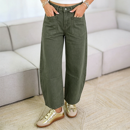 Pantalon taille haute à jambes larges pour femme