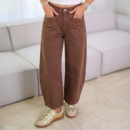 Pantalon taille haute à jambes larges pour femme
