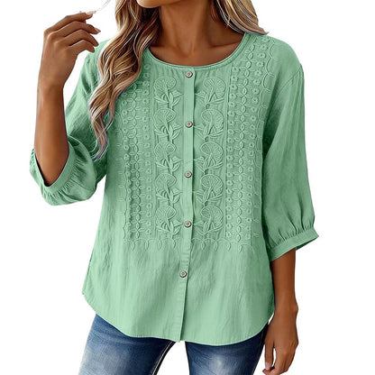 ⭐ Plus de 5.000 avis positifs ! ⭐ Blouse en coton et lin brodée pour femme