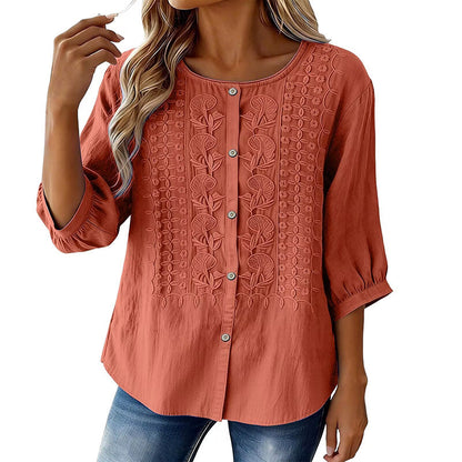 ⭐ Plus de 5.000 avis positifs ! ⭐ Blouse en coton et lin brodée pour femme