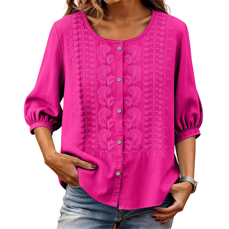 ⭐ Plus de 5.000 avis positifs ! ⭐ Blouse en coton et lin brodée pour femme