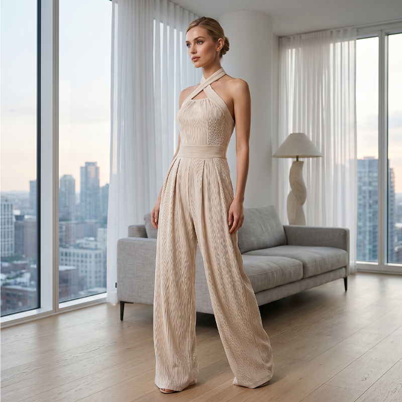 👗 OFFRE LIMITÉE : 50 % DE RÉDUCTION ! ✨ Combinaison dos nu élégante à bretelles croisées – Chic, fluide et polyvalente 🌸