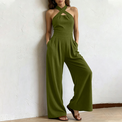 👗 OFFRE LIMITÉE : 50 % DE RÉDUCTION ! ✨ Combinaison dos nu élégante à bretelles croisées – Chic, fluide et polyvalente 🌸