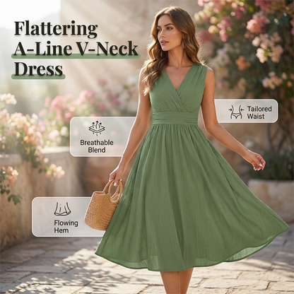 Robe Élégante Sans Manches Col V pour Femme