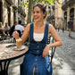Robe Salopette Mi-Longue en Jean à Boutons Devant pour Femme