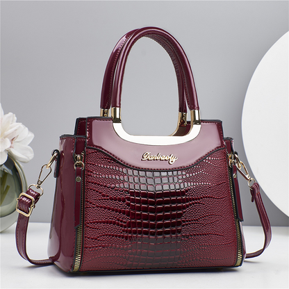 Sac à main vintage effet crocodile brillant pour femme