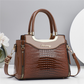 Women's Vintage Glossy Croc-Embossed Handbag