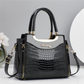 Women's Vintage Glossy Croc-Embossed Handbag