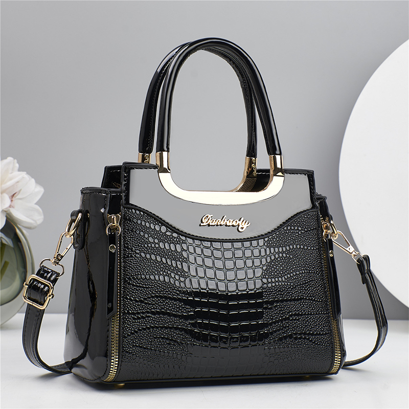 Sac à main vintage effet crocodile brillant pour femme